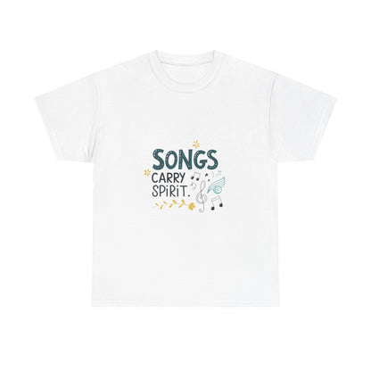 Front view of the Tuvalu Songs Carry Our Spirit T-Shirt
