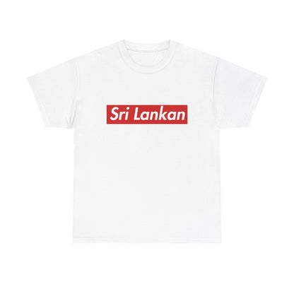 Front view of the Sri Lanka Sri Lankan Red Wordmark T-Shirt
