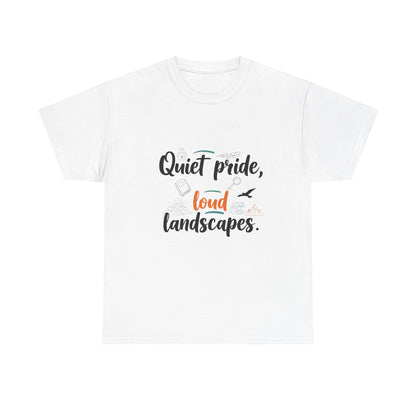 Front view of the New Zealand Quiet Pride, Loud Landscapes T-Shirt
