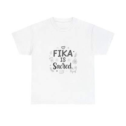 Front view of the Sweden Fika Is Sacred T-Shirt