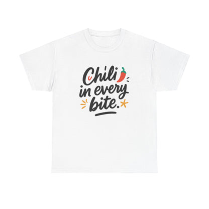Front view of the Bhutan Chili in Every Bite T-Shirt