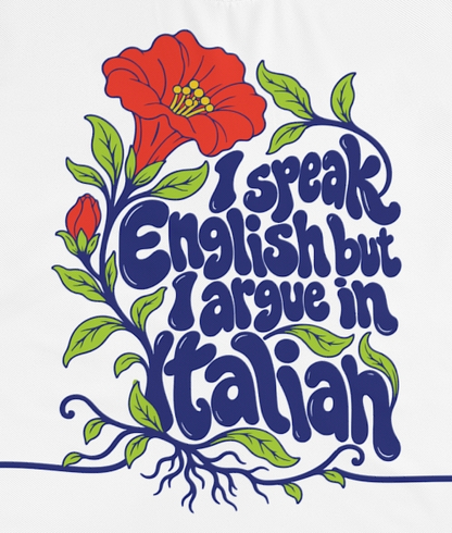 Actual supplier mockup detail of the Italian botanical T-shirt
