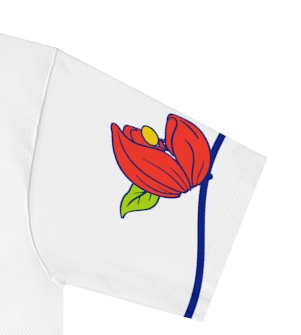 Actual supplier mockup detail of the Tagalog botanical T-shirt