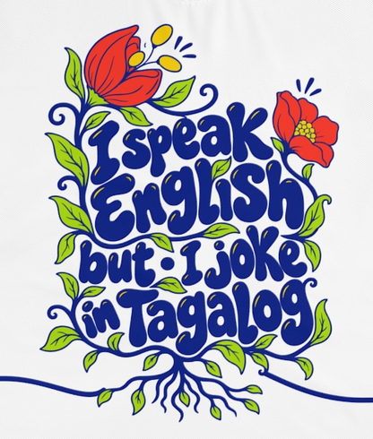 Actual supplier mockup detail of the Tagalog botanical T-shirt
