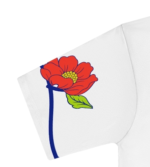 Actual supplier mockup detail of the Russian quote T-shirt’s botanical artwork.