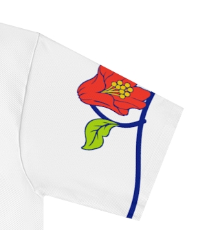 Actual supplier mockup detail of the Hindi T-shirt’s botanical artwork.