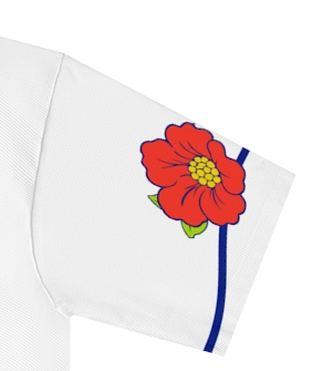 Actual supplier mockup detail of the Portuguese T-shirt’s botanical artwork.