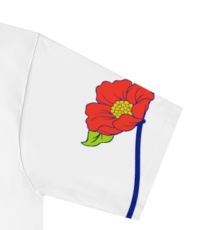 Actual supplier mockup detail of the Greek T-shirt’s botanical artwork.