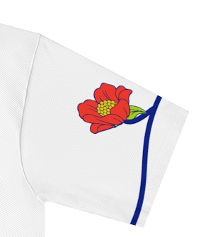 Actual supplier mockup detail of the Roots & Roads “Homesick and proud.” T-shirt’s botanical artwork.