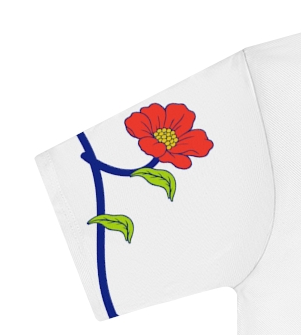Actual supplier mockup detail of the Roots & Roads “I left home, but home never left me” T-shirt’s botanical artwork.