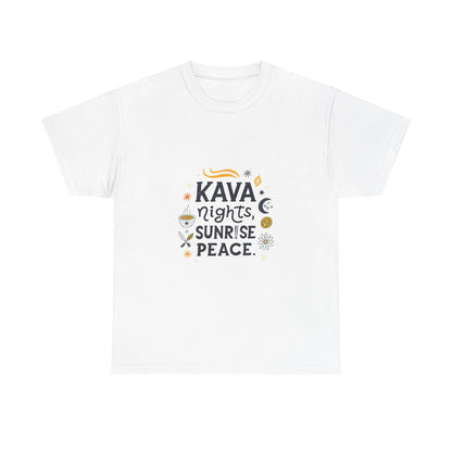 Front view of the Vanuatu Kava Nights, Sunrise Peace T-Shirt
