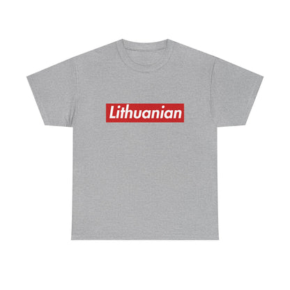 Additional product view of the Lithuania Lithuanian Red Wordmark T-Shirt