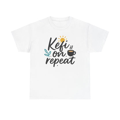 Front view of the Greece Kefi on Repeat T-Shirt