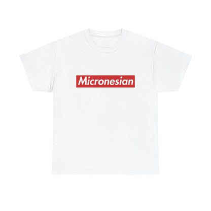 Front view of the Micronesia Micronesian Red Wordmark T-Shirt
