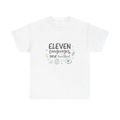 Front view of the South Africa Eleven Languages, One Heart T-Shirt