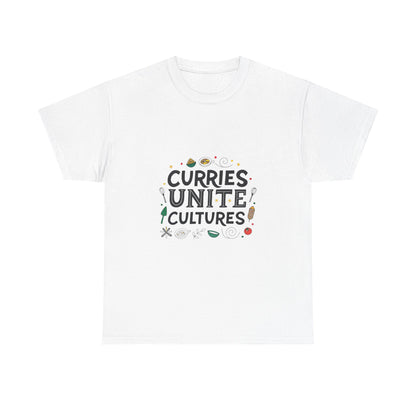 Front view of the Mauritius Curries Unite Cultures T-Shirt