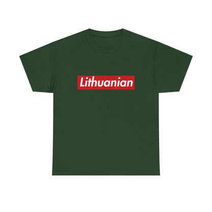 Additional product view of the Lithuania Lithuanian Red Wordmark T-Shirt