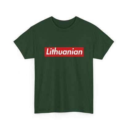 Additional product view of the Lithuania Lithuanian Red Wordmark T-Shirt