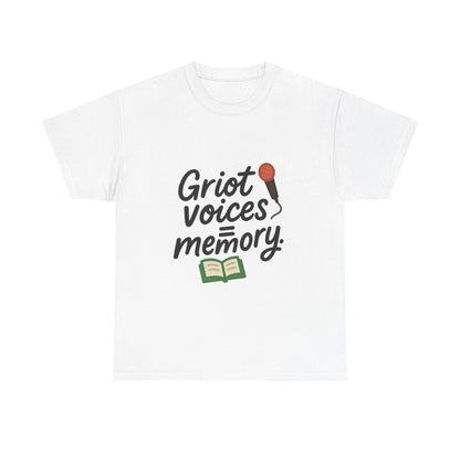 Front view of the Mali Griot Voices & Memory T-Shirt