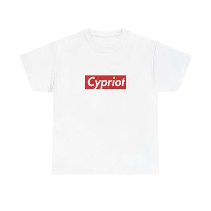 Front view of the Cypriot Red Wordmark T-Shirt