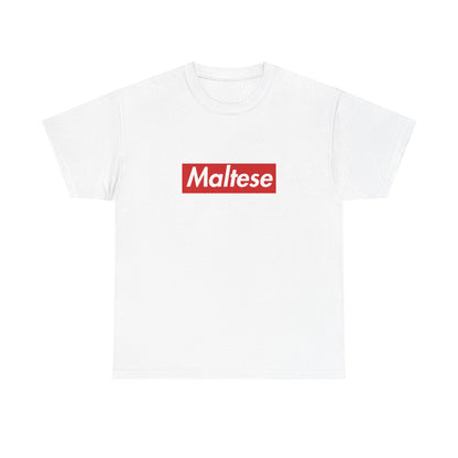 Front view of the Malta Maltese Red Wordmark T-Shirt